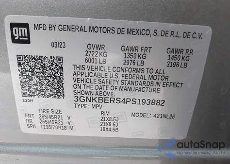 2023 Chevrolet Blazer Fwd Rs from USA, damaged, VIN 3GNKBERS4PS193882